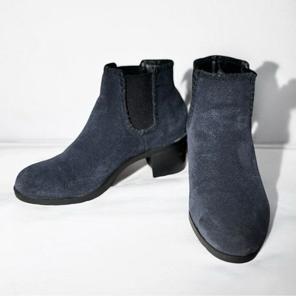 🌻 Jack Rogers Pippa Blue Chelsea Waterproof Suede Leather Ankle Boots Size 9.5 - Picture 6 of 10